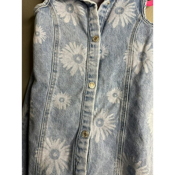 Zara Girls 6 Daisies Print Denim Sleeveless Dress - Picture 4 of 6